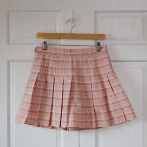 Pink Plaid Mini Skirt With Built in Shorts